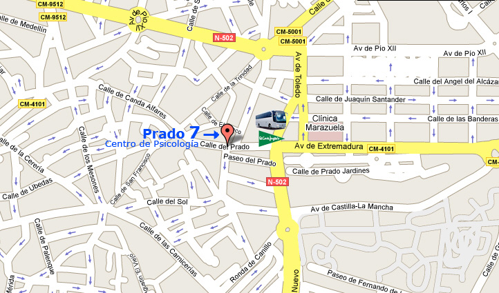 Ubicación del Centro de Psicología Prado 7. Talavera de la Reina.